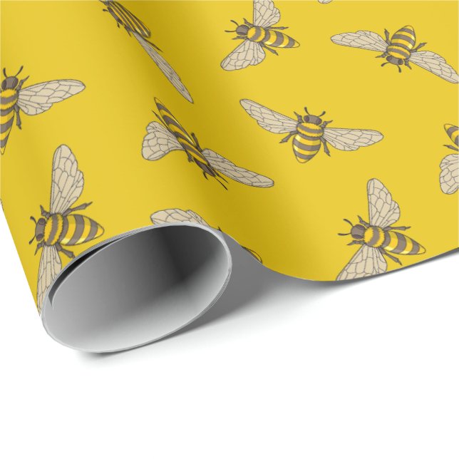 Papel De Presente Honeybee Pattern (Ponta do rolo)