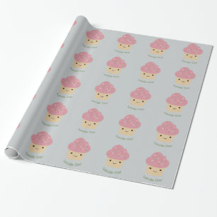 Papel De Presente Hora do cupcake! Cupcake rosa-claro