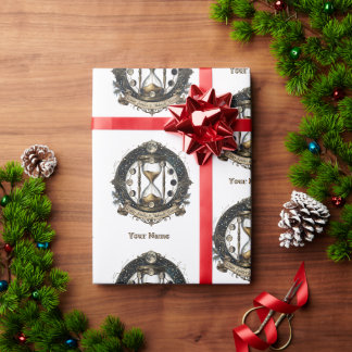 Papel De Presente Horas Brancas de Yule Padrão de Ampulheta