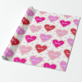 PAPEL DE PRESENTE HORAS DE CORAÇÕES DE DIA DE OS NAMORADOS DE TINTA 