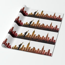 Papel De Presente Horizonte de Nova York Maçã Grande Cidade Moderna 