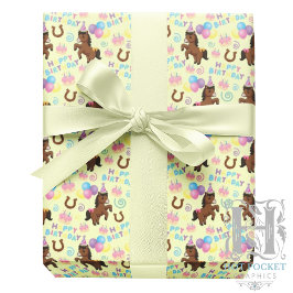 Papel De Presente Horse Birthday Gift Wrapping Paper in Yellow