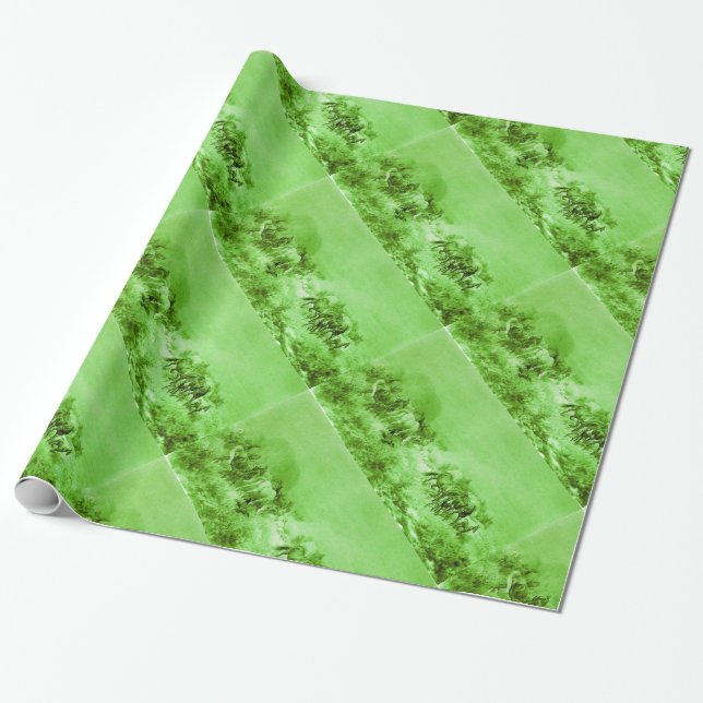 Papel De Presente HORSES GRAZANDO, Verde-claro antigo (Desenrolado)