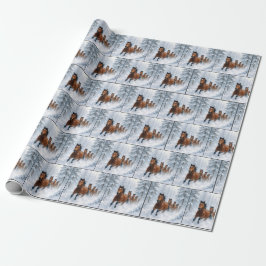 Papel De Presente Horses Running Through a Snowy Forest
