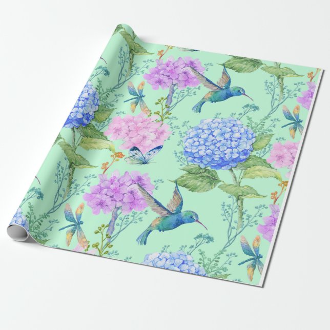 Papel De Presente Hortênsia Azul (Desenrolado)