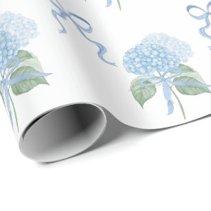 Papel De Presente Hortênsia Azul Tendência