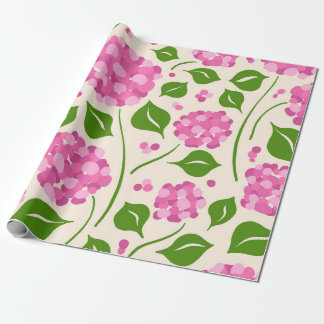 Papel De Presente Hortênsia Botânica Rosa Desenhada à Mão Caprichosa
