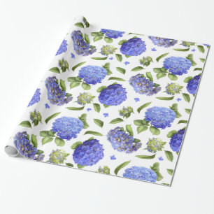 Papel De Presente Hortênsias Azuis