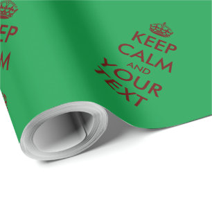 Papel De Presente Horto verde grande, vermelho, costume Manter Calmo