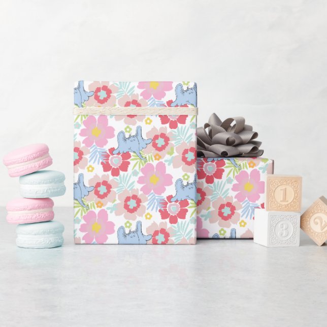 Papel De Presente Horton Ouve Um Quem | Padrão de Flor Pastel (Chá de bebê)