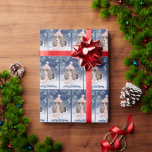 Papel De Presente Hound Dog Christmas<br><div class="desc">Cachorro bonito com texto Feliz de Natal,  boné rosa para estocar e cachecol na neve.</div>