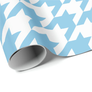Papel De Presente Houndstooth azul e branco da grande luz -