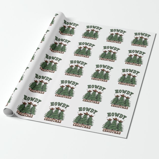 Papel De Presente Howdy Christmas Cactus Western Xmas (Desenrolado)