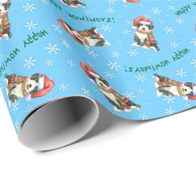 Papel De Presente Howliday feliz Beardie (Ponta do rolo)