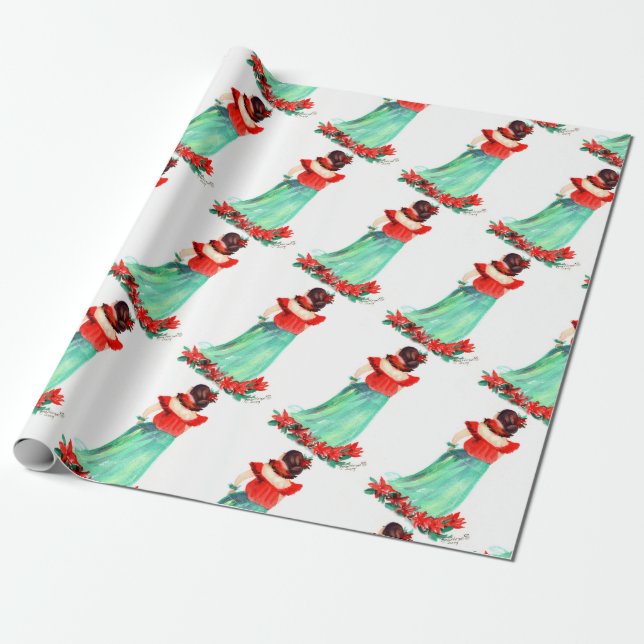 Papel De Presente Hula Hawaiian Hula Girl Christmas Wrapt Paper (Desenrolado)