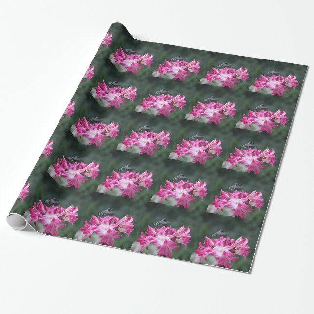 Papel De Presente Hummingbird com lírios belladonna (Desenrolado)