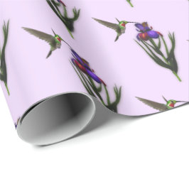 Papel De Presente Hummingbird E Iris Flower   