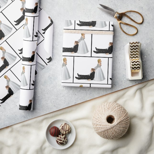 Papel De Presente Humor de casamento com noiva e noiva (Artesanato)