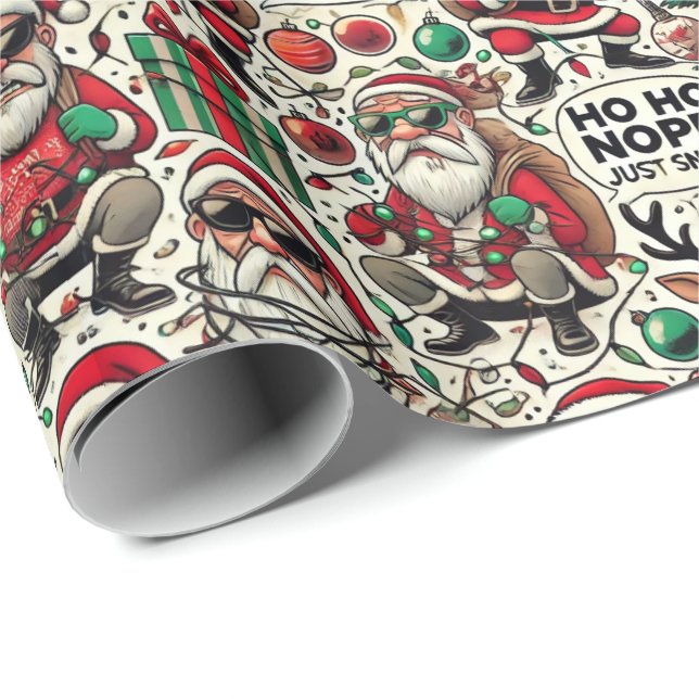 Papel De Presente Humorous Satirical Christmas Wrapping Paper (Ponta do rolo)