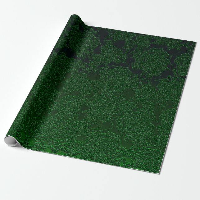 Papel De Presente Hunter Green Elegant Succulent Design (Desenrolado)