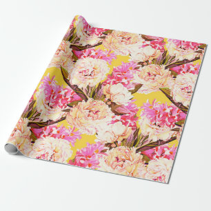 Papel De Presente Hyacinth and peonis flowers, seamless pattern. Wat