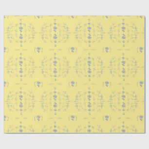 Papel De Presente Hydrangea Block Yellow and Blue Patternos