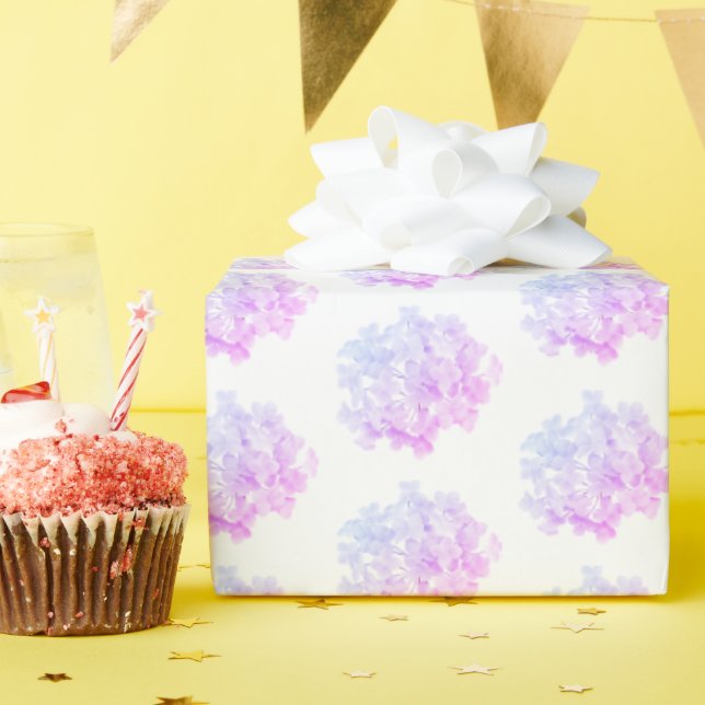 Papel De Presente Hydrangea Blossomas Em Branco (Festa de aniversário)