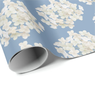 Papel De Presente Hydrangea branca no Pastel Blue