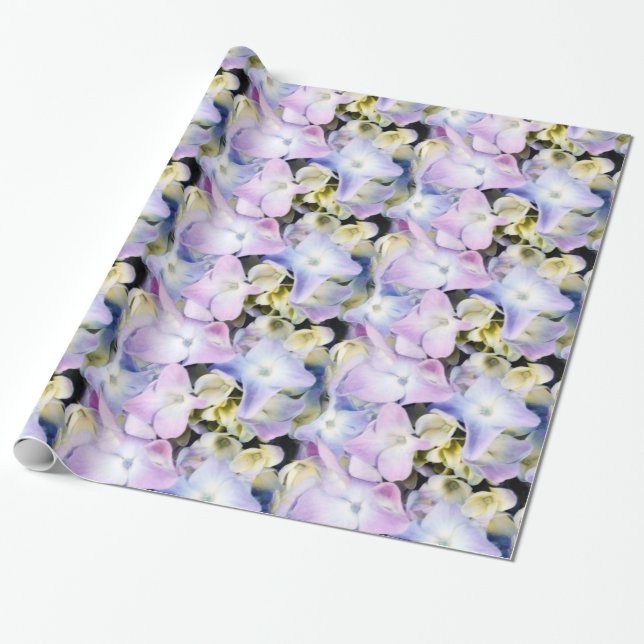 Papel De Presente Hydrangea Floral Gift Wrap (Desenrolado)