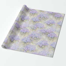 Papel De Presente Hydrangea Floral Gift Wrap | Elegant Blue & Lilac