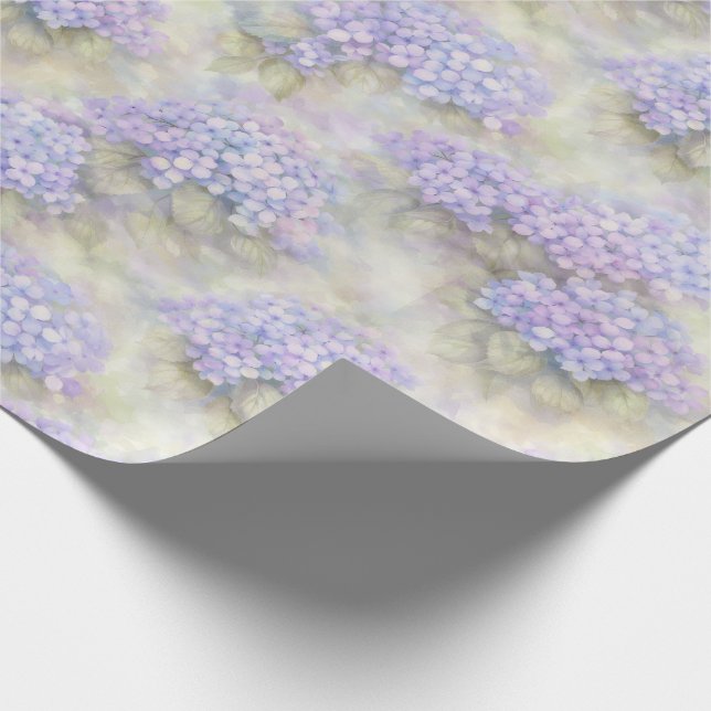 Papel De Presente Hydrangea Floral Gift Wrap | Elegant Blue & Lilac (Ponta)