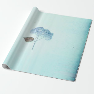 Papel De Presente Hydrangea Vintage Blue Floral Rustic Antiguidade