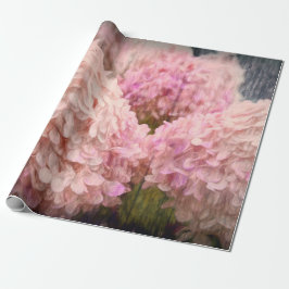Papel De Presente Hydrangea Vintage Blush Floral Cor-de-rosa Desumid