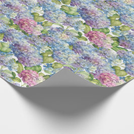 Papel De Presente Hydrangeas Azuis Rosa no Bloom Floral