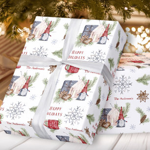 Papel De Presente Hygge Christmas Gnome Ndic Holidays Name