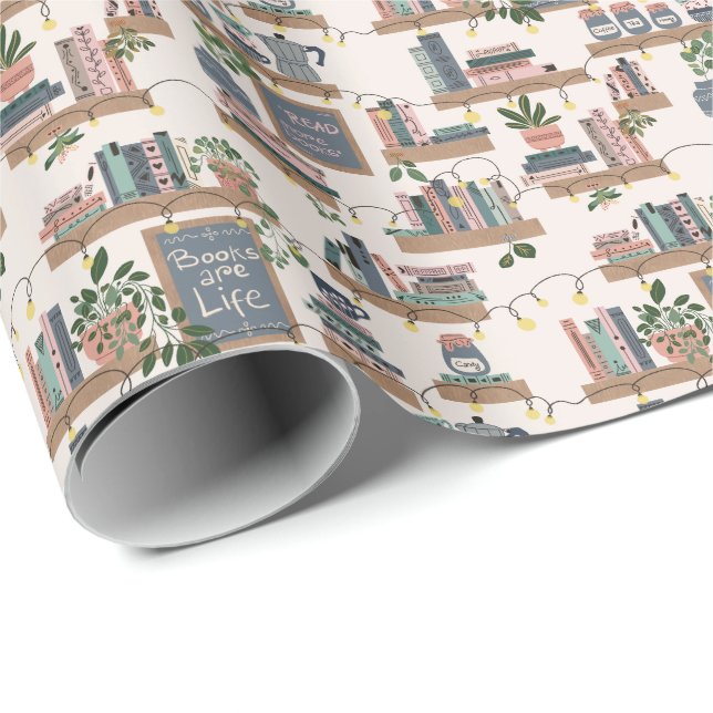 Papel De Presente Hygge Cozy Book Corner (Ponta do rolo)