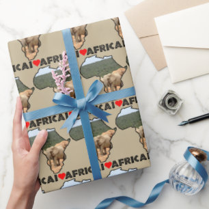 Papel De Presente I Heart Africa Map Black Elephant Herd