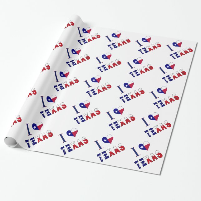 Papel De Presente I (Heart) Love Texas Flag (Desenrolado)