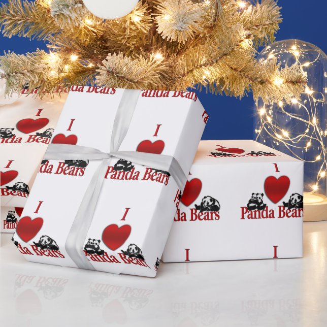 Papel De Presente I Heart Panda Bears Divertido (Feriados)
