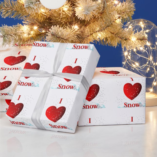Papel De Presente I Heart Snow (Feriados)