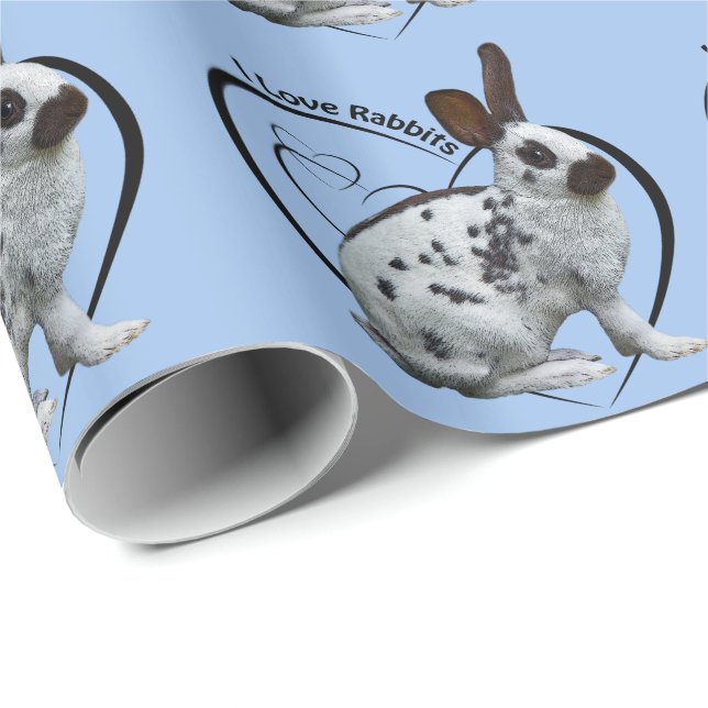 Papel De Presente I Love Rabbits Wraping Paper (Azul Claro) (Ponta do rolo)