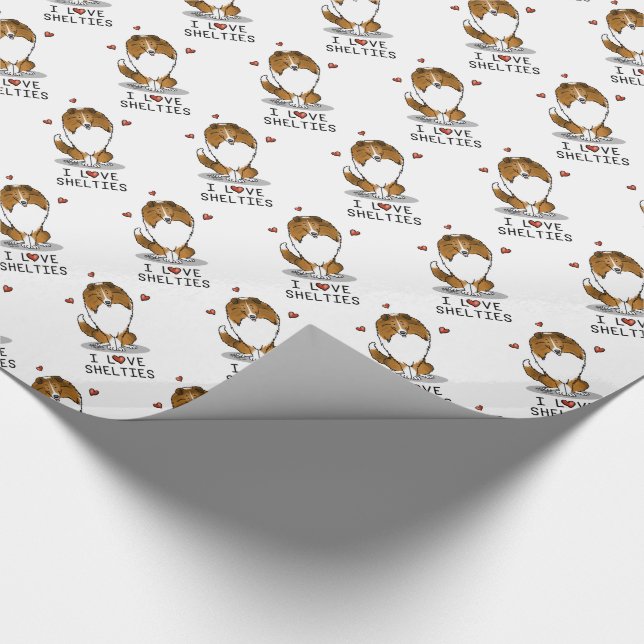 Papel De Presente I Love Shels (sable 2) Shetland Sheepdog Cute (Ponta)