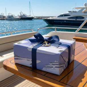 Papel De Presente Iate Motorizado de Luxo Moderno Superyacht Branco