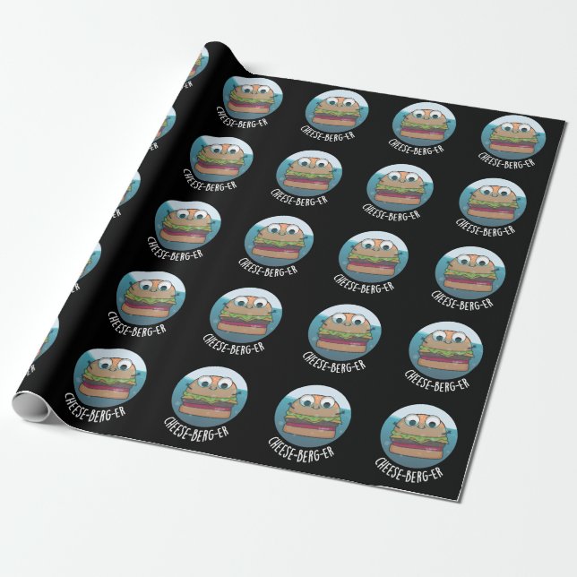 Papel De Presente Ice-berg-er Funny Cheeseburger Pun Dark BG (Desenrolado)