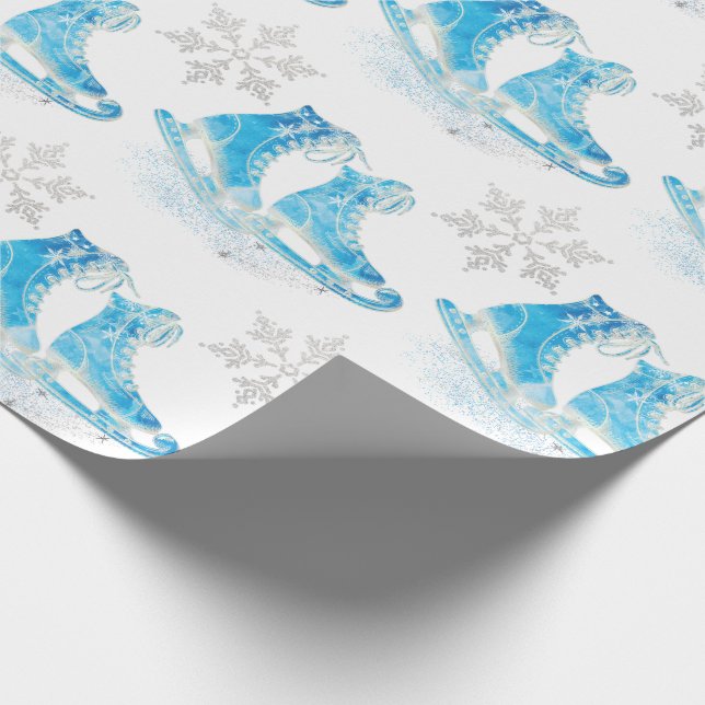 Papel De Presente Ice Skating e Snowflakes (Ponta)