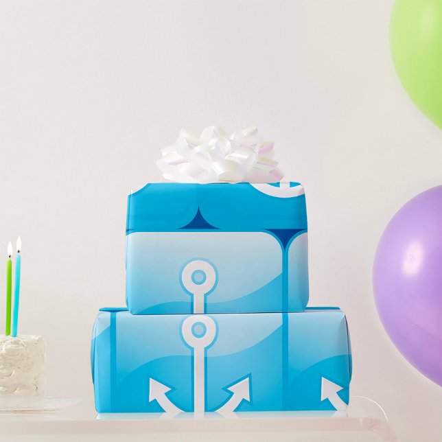 Papel De Presente Ícone de Âncora Azul Náutico Moderno Marítimo (Criador carregado)