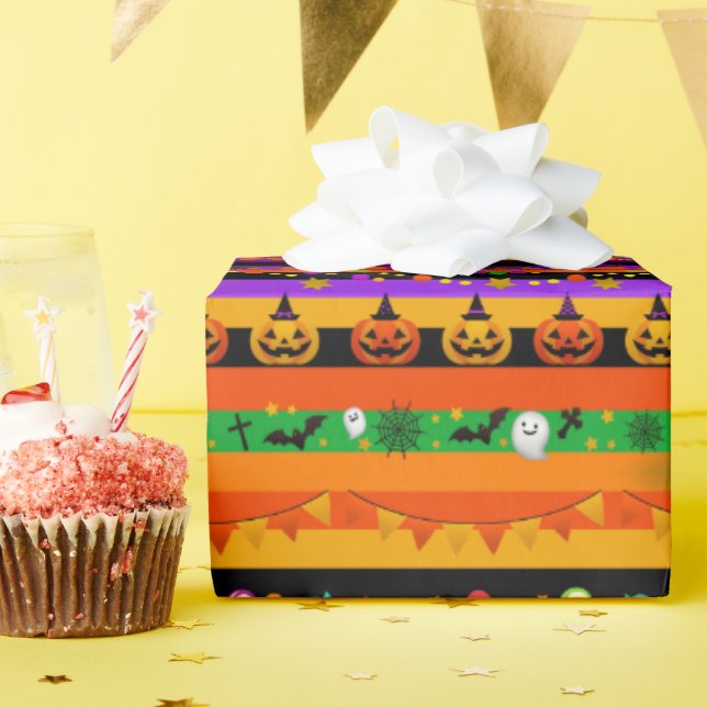 Papel De Presente Ícones com distribuição de Halloween (Festa de aniversário)