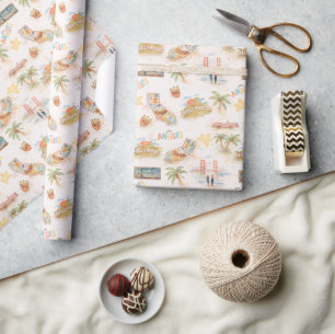 Papel De Presente Ícones de Cidade da Califórnia em Aquarela Viagem 