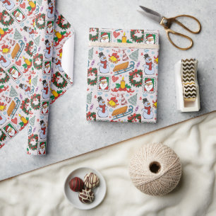 Papel De Presente Ícones de Feriado Papais noeis de Natal Festivo de