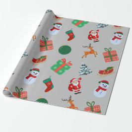 Papel De Presente Ícones de Natal da cinza